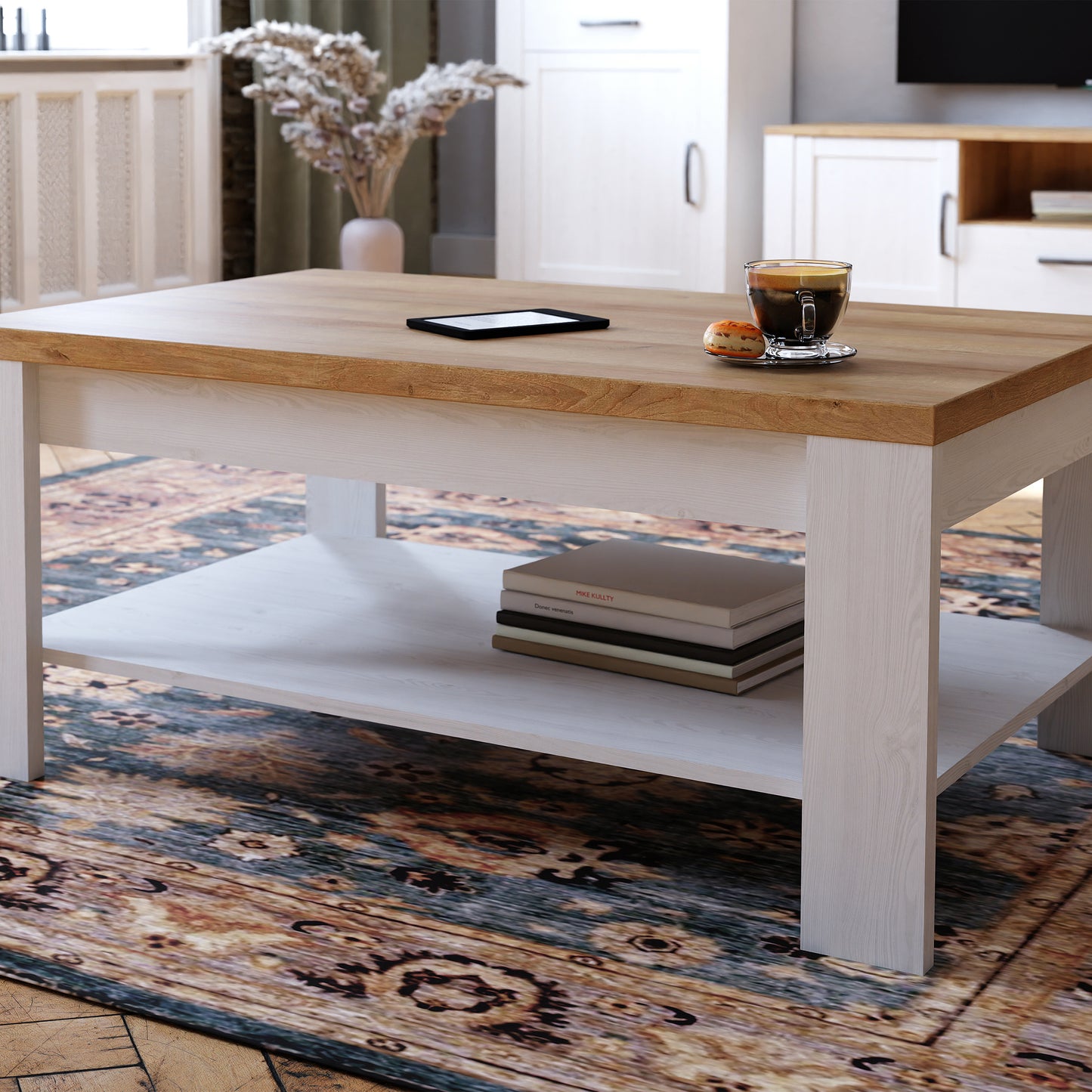 bohol coffee table in riviera oak/white