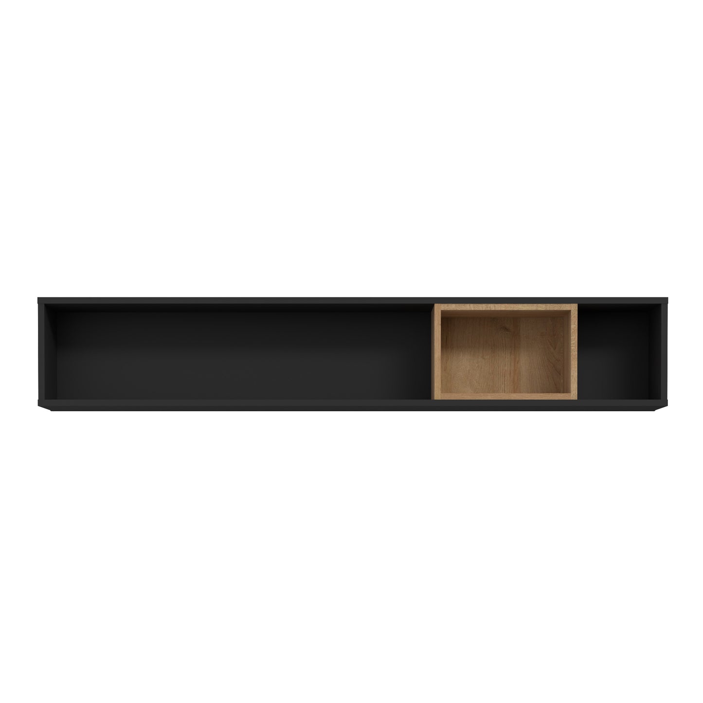 high rock wall shelf in matt black/riviera oak