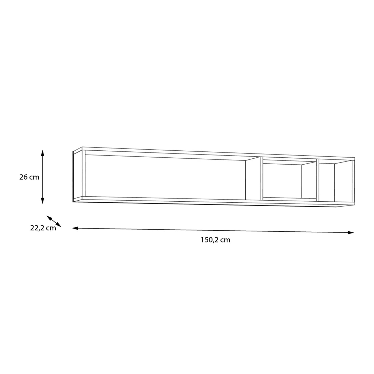 high rock wall shelf in matt black/riviera oak