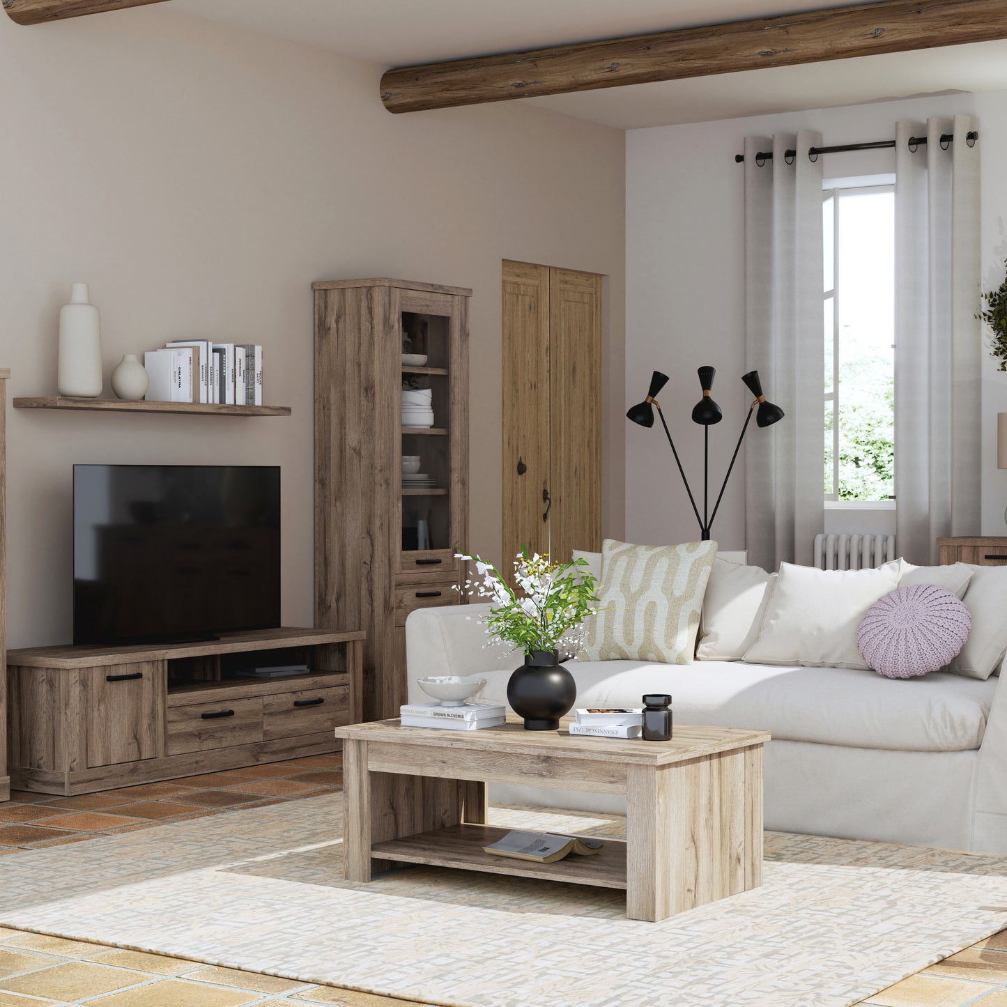 corona rising coffee table in tabak oak