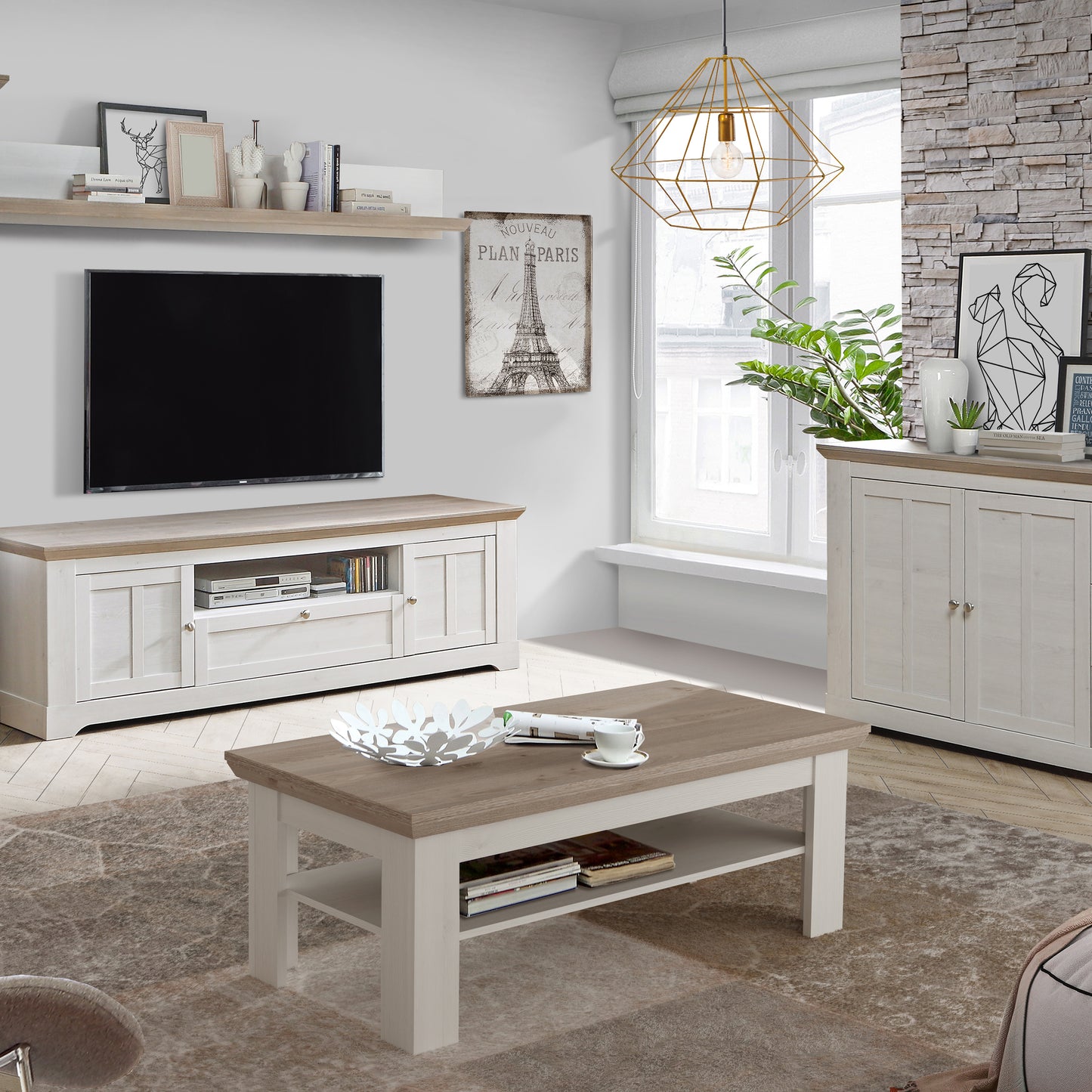 illopa coffee table in oak nelson/snowy oak