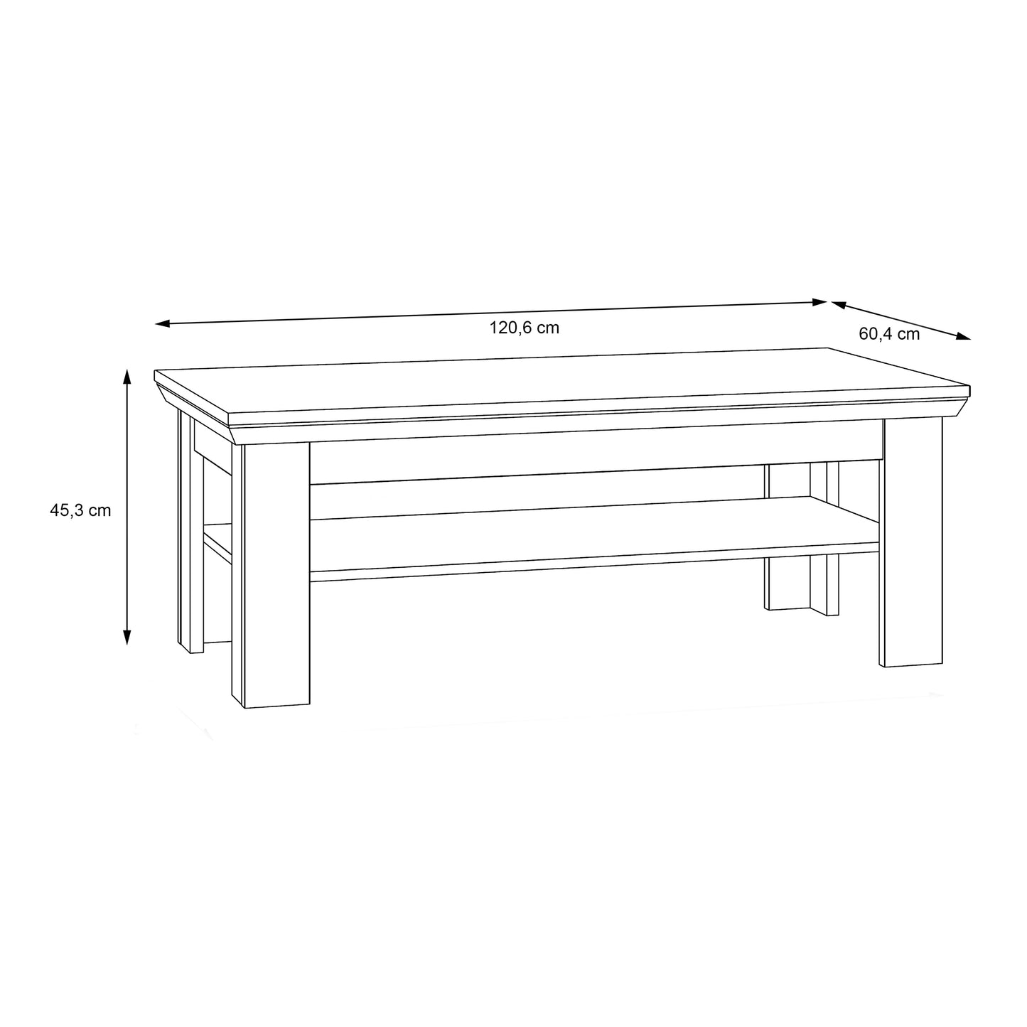 illopa coffee table in oak nelson/snowy oak