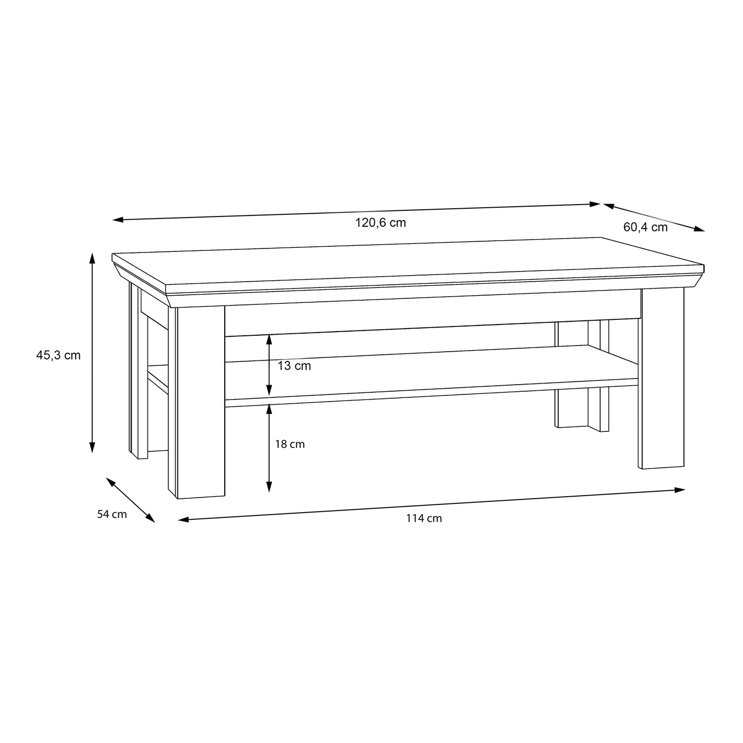 illopa coffee table in oak nelson/snowy oak