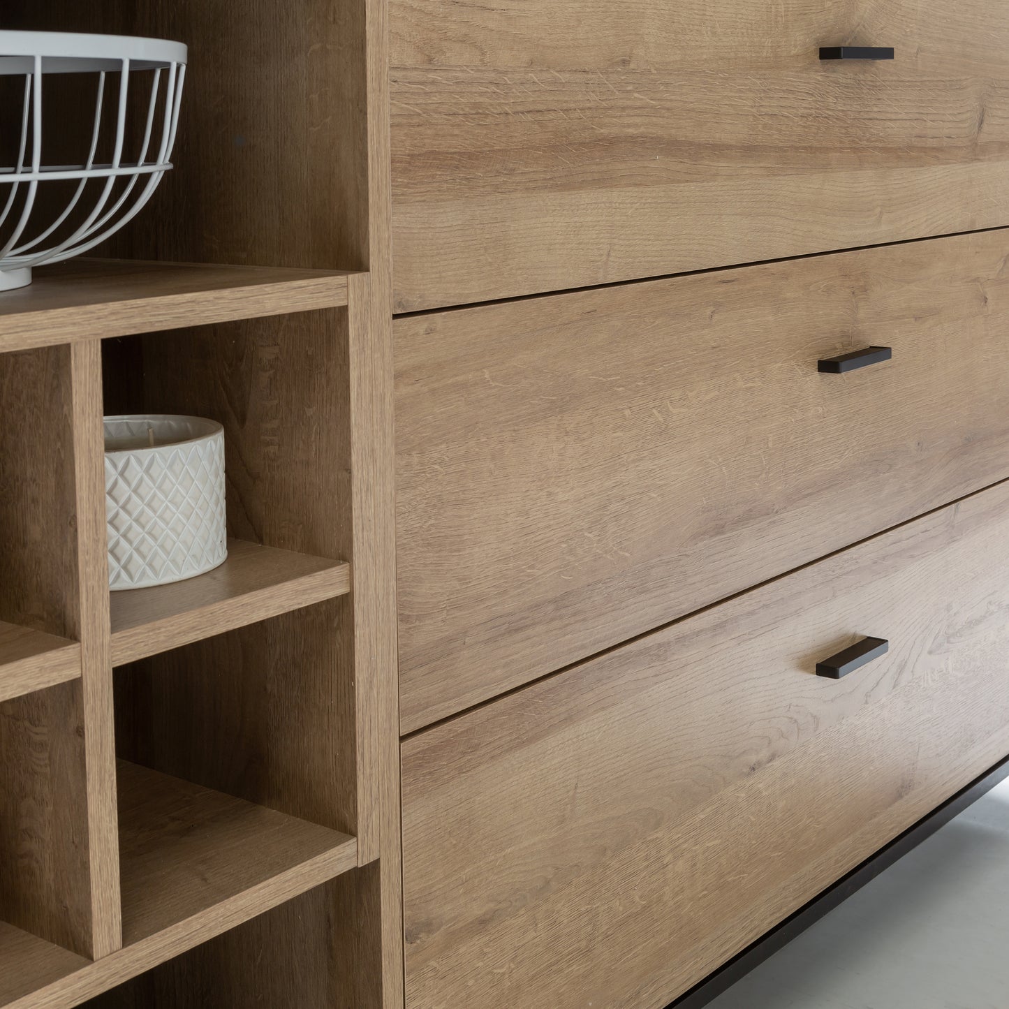 high rock (large) sideboard in matt black/riviera oak