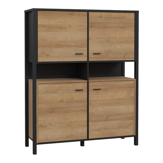 high rock storage cabinet in matt black/riviera oak