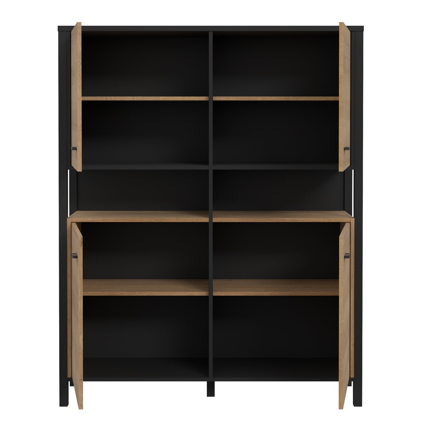 high rock storage cabinet in matt black/riviera oak