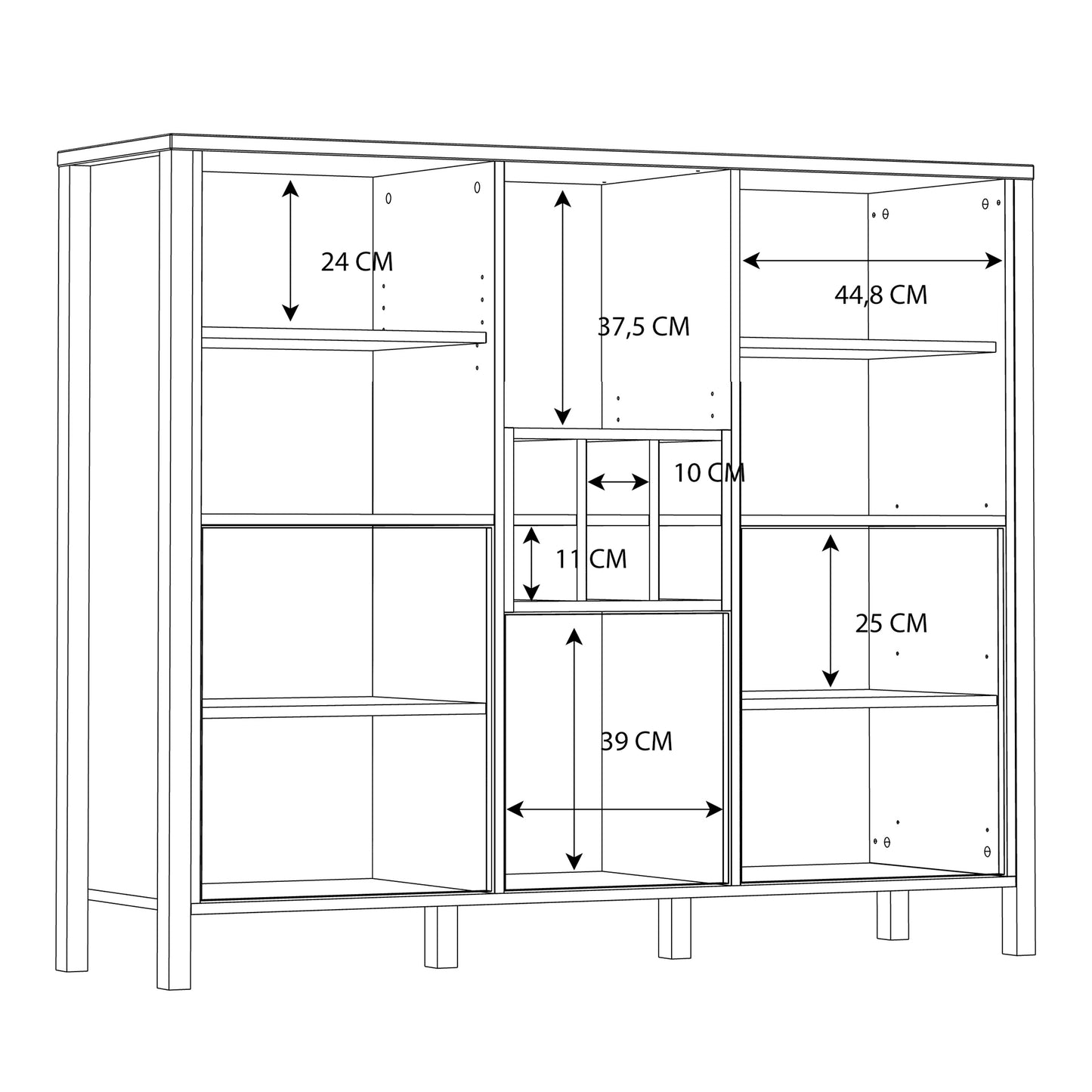 high rock shelf unit in matt black/riviera oak