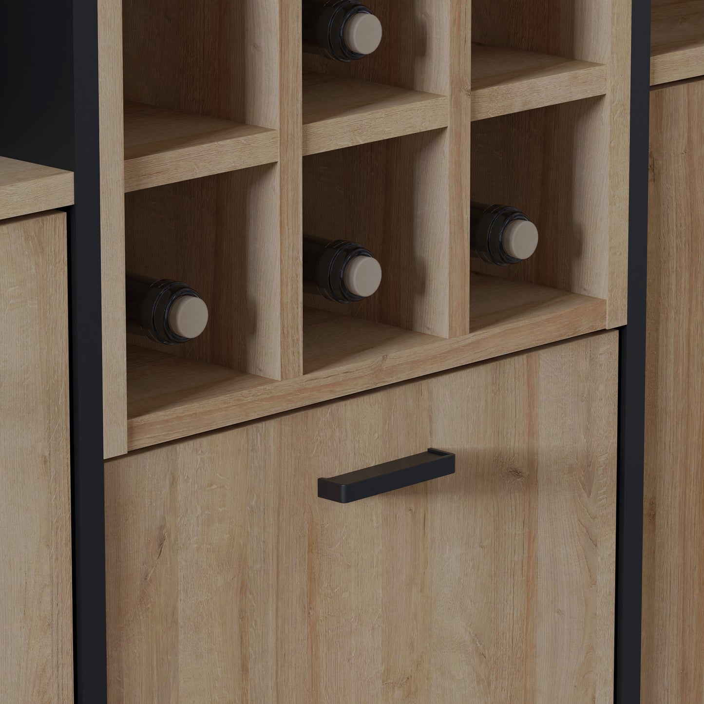 high rock shelf unit in matt black/riviera oak