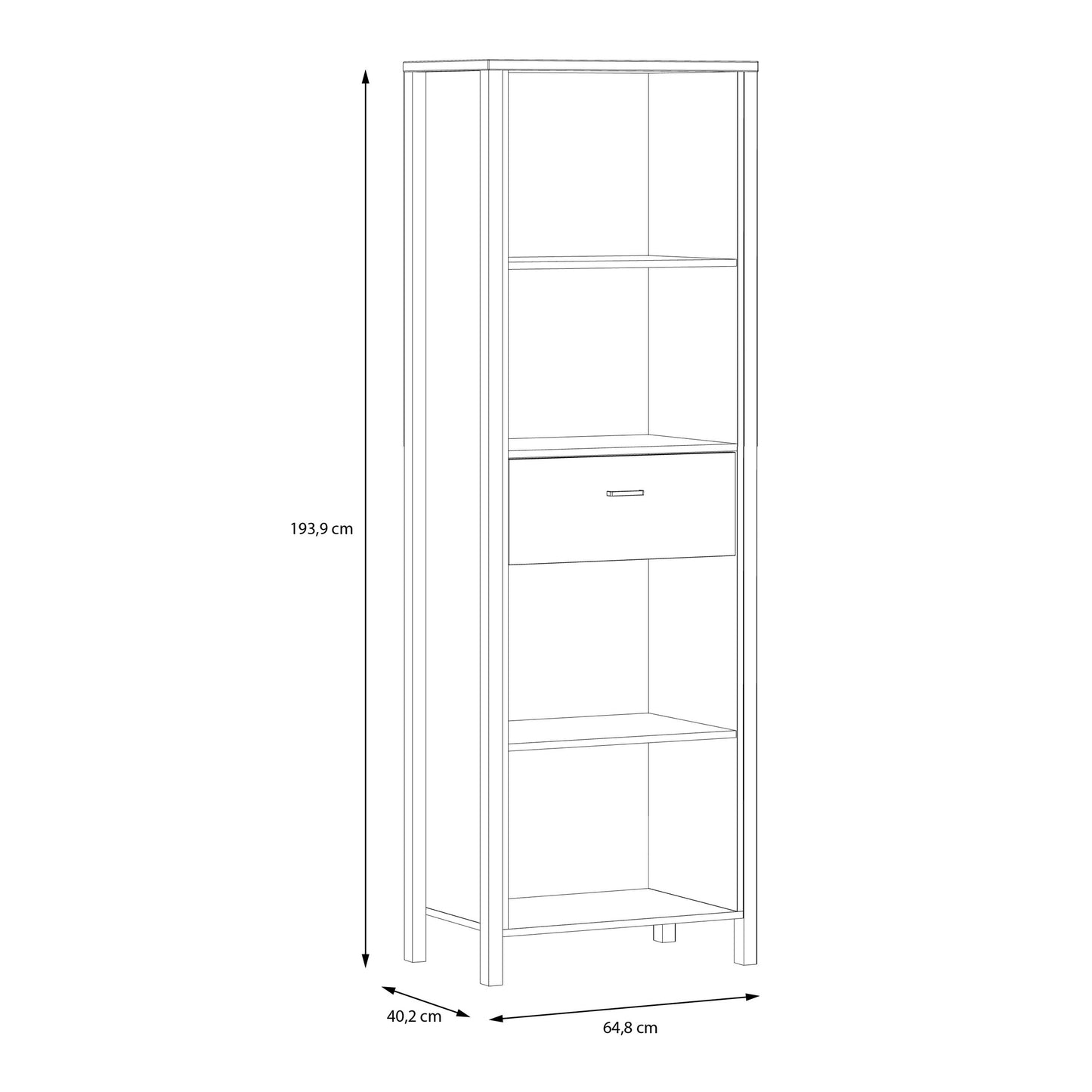 high rock shelf unit in matt black/riviera oak