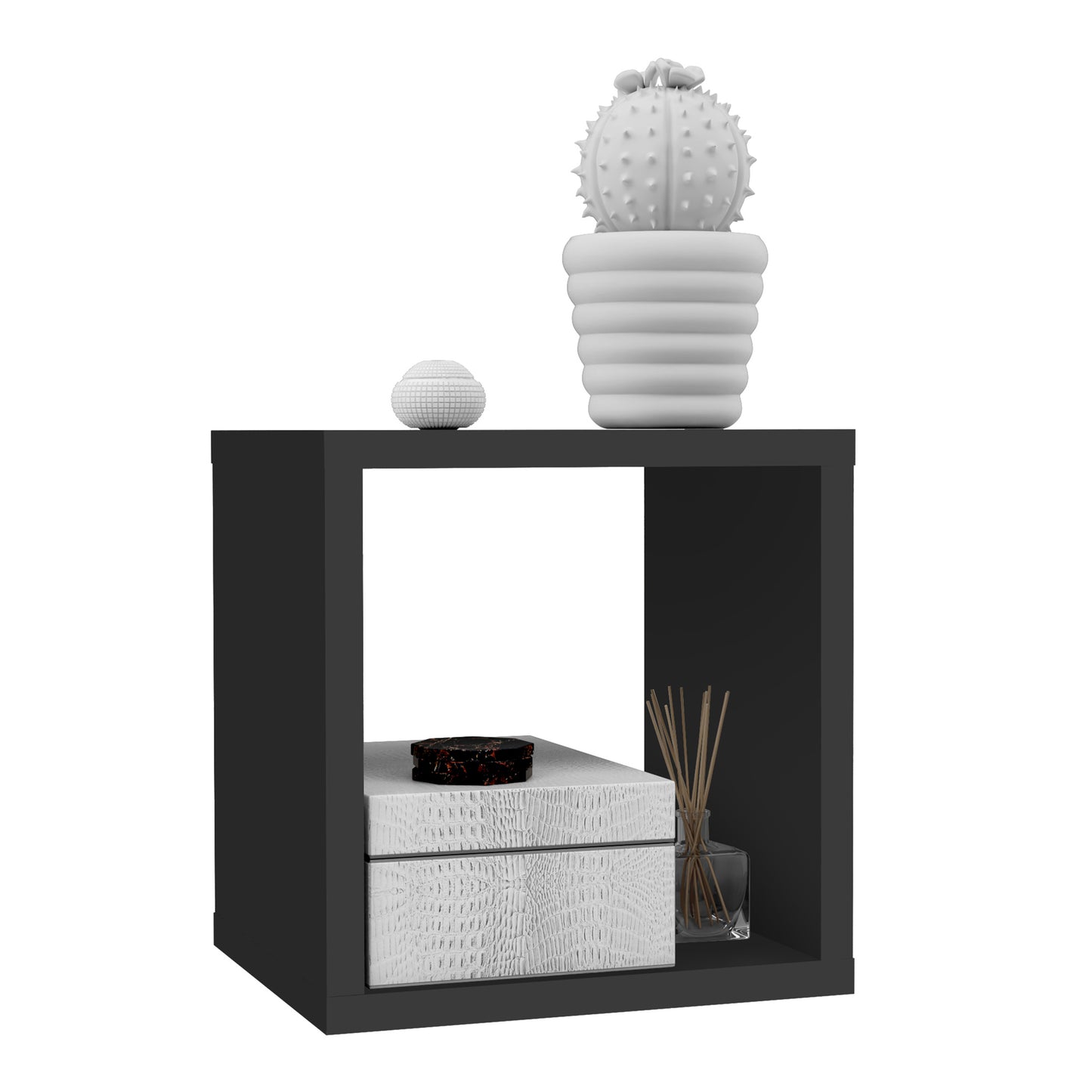 mauro singular storage unit in matt black