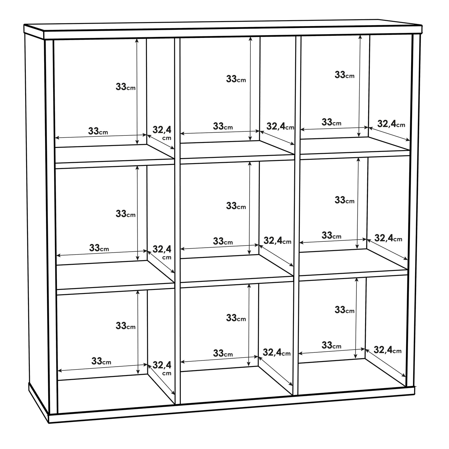 mauro 3x3 storage unit in concrete grey