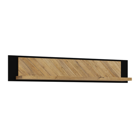nikomedes wall shelf 140cm in spica oak/matt black/bartex oak