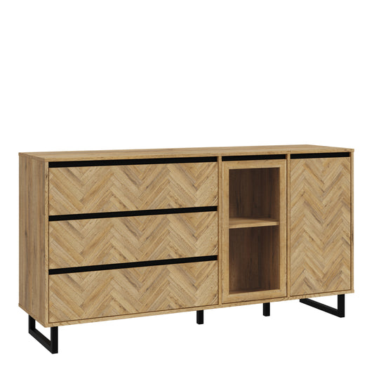 nikomedes sideboard in spica oak/matt black/bartex oak