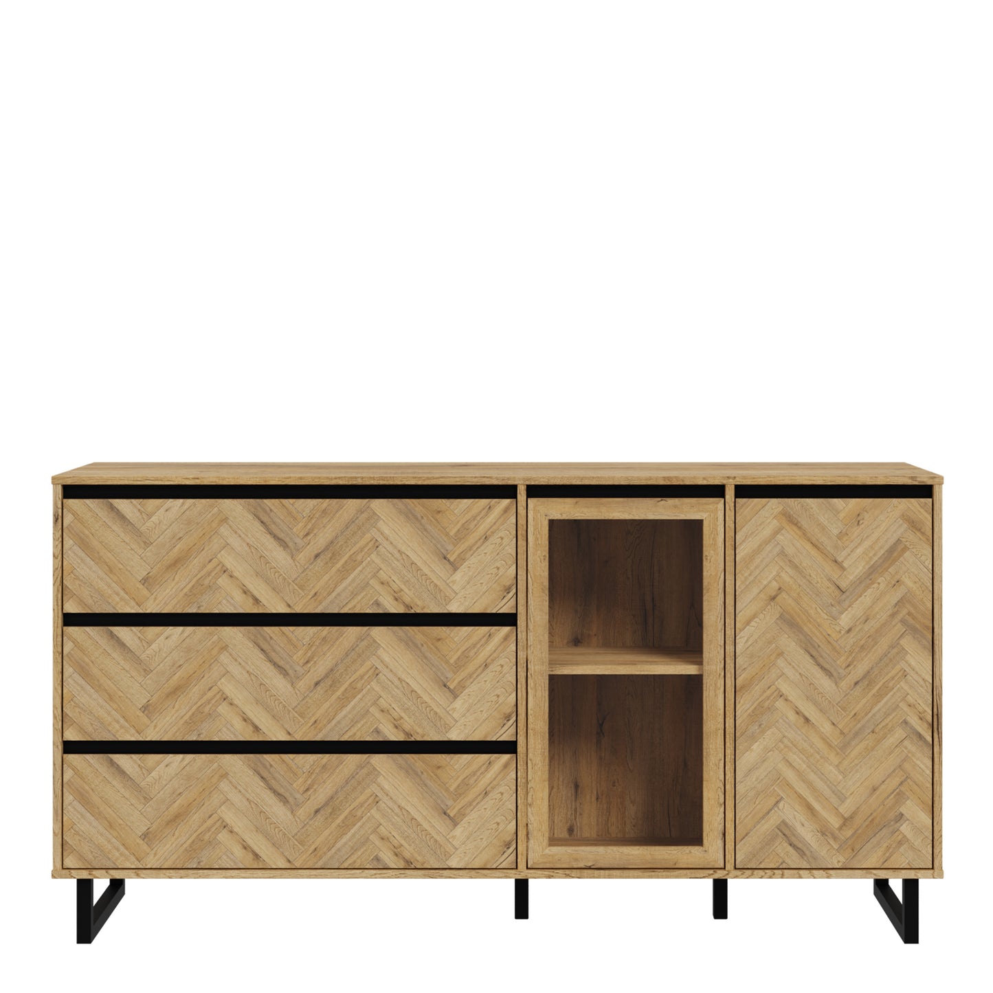 nikomedes sideboard in spica oak/matt black/bartex oak