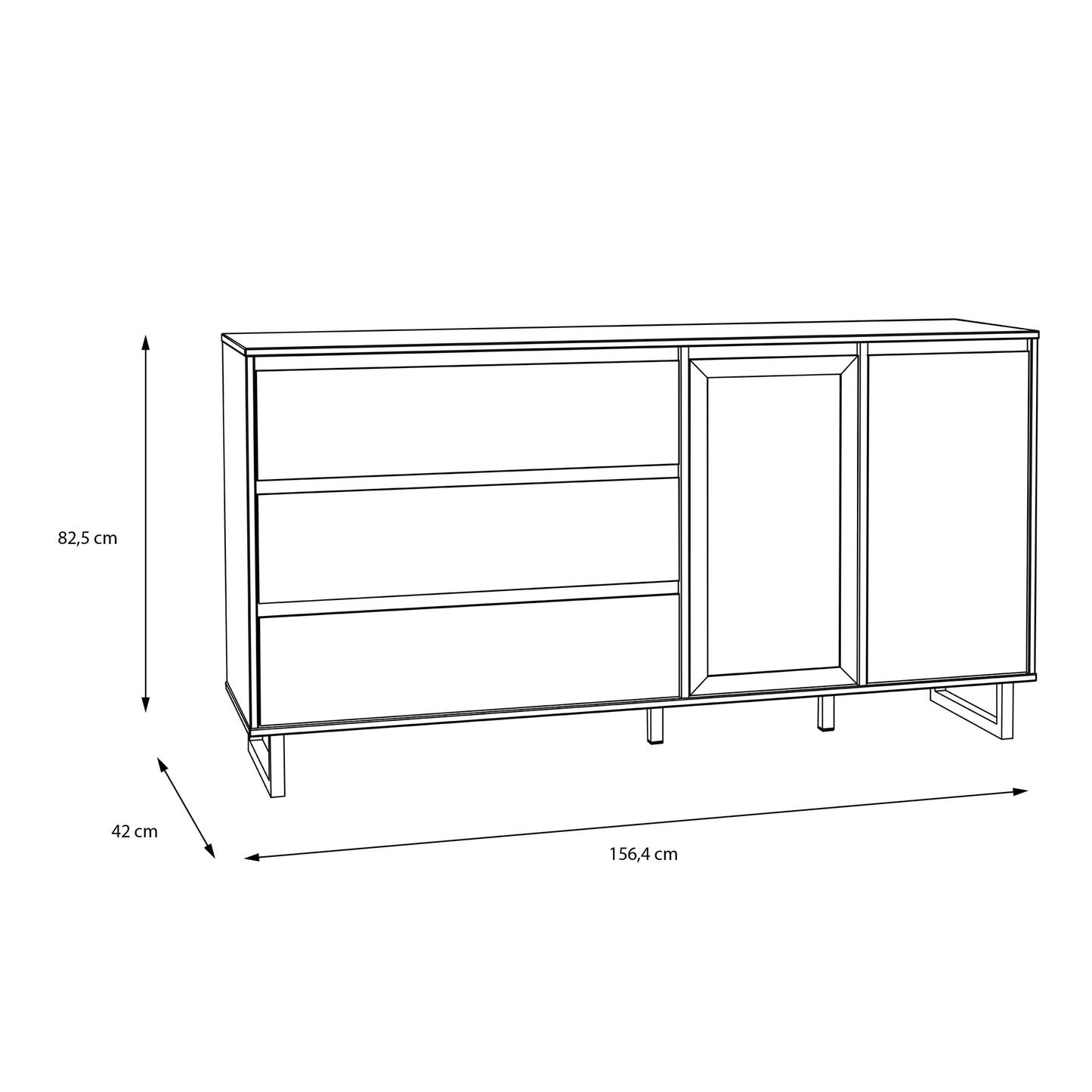 nikomedes sideboard in spica oak/matt black/bartex oak
