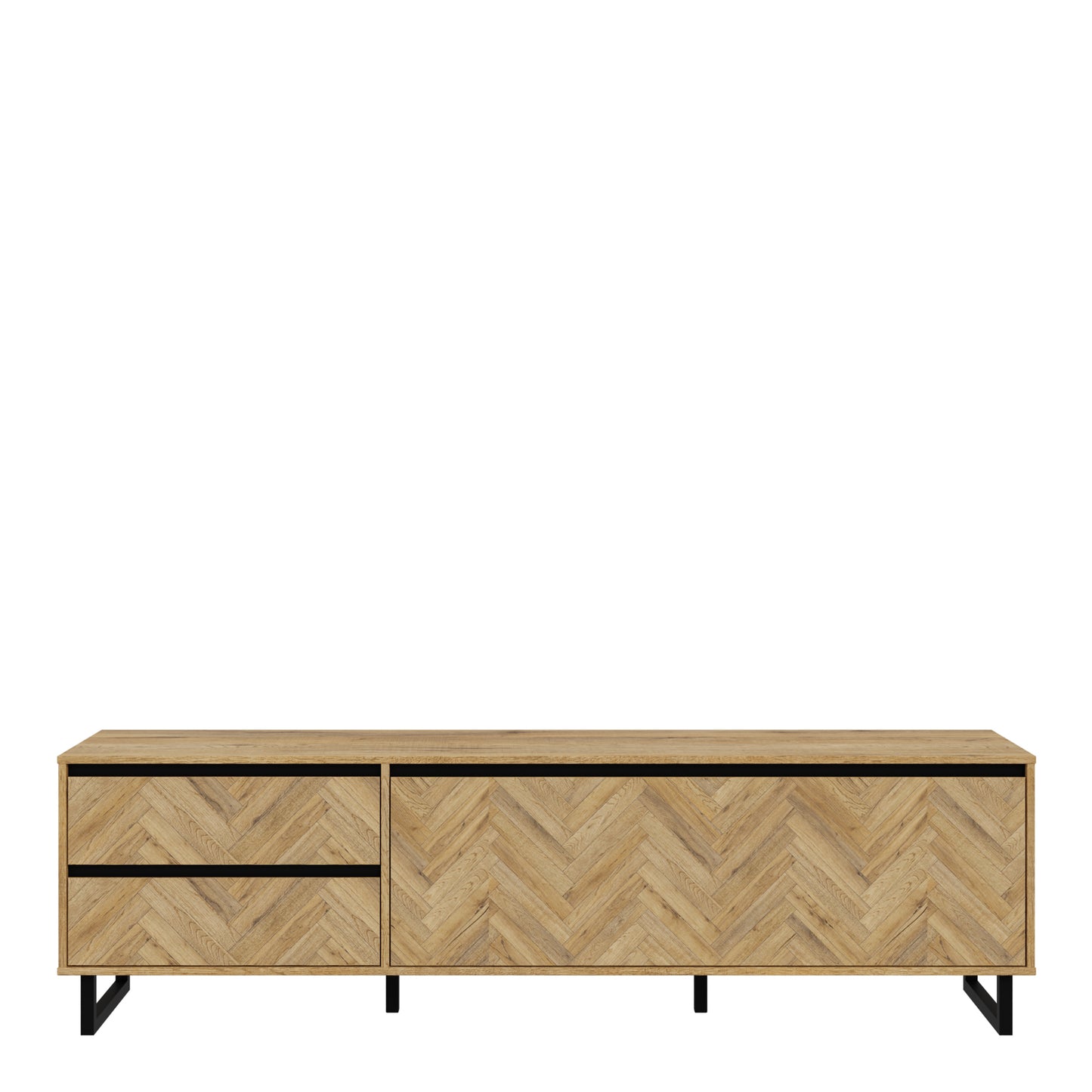 nikomedes tv unit in spica oak/matt black/bartex oak