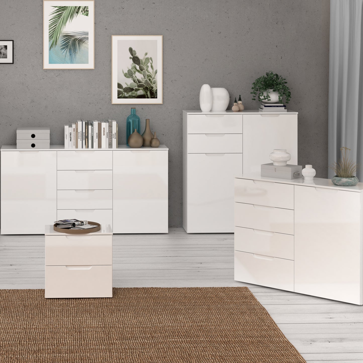 sienna bedside in white/white high gloss
