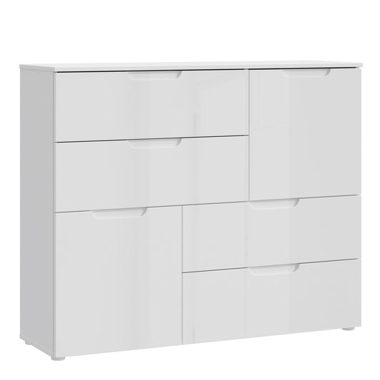 sienna abstract chest of in white/white high gloss