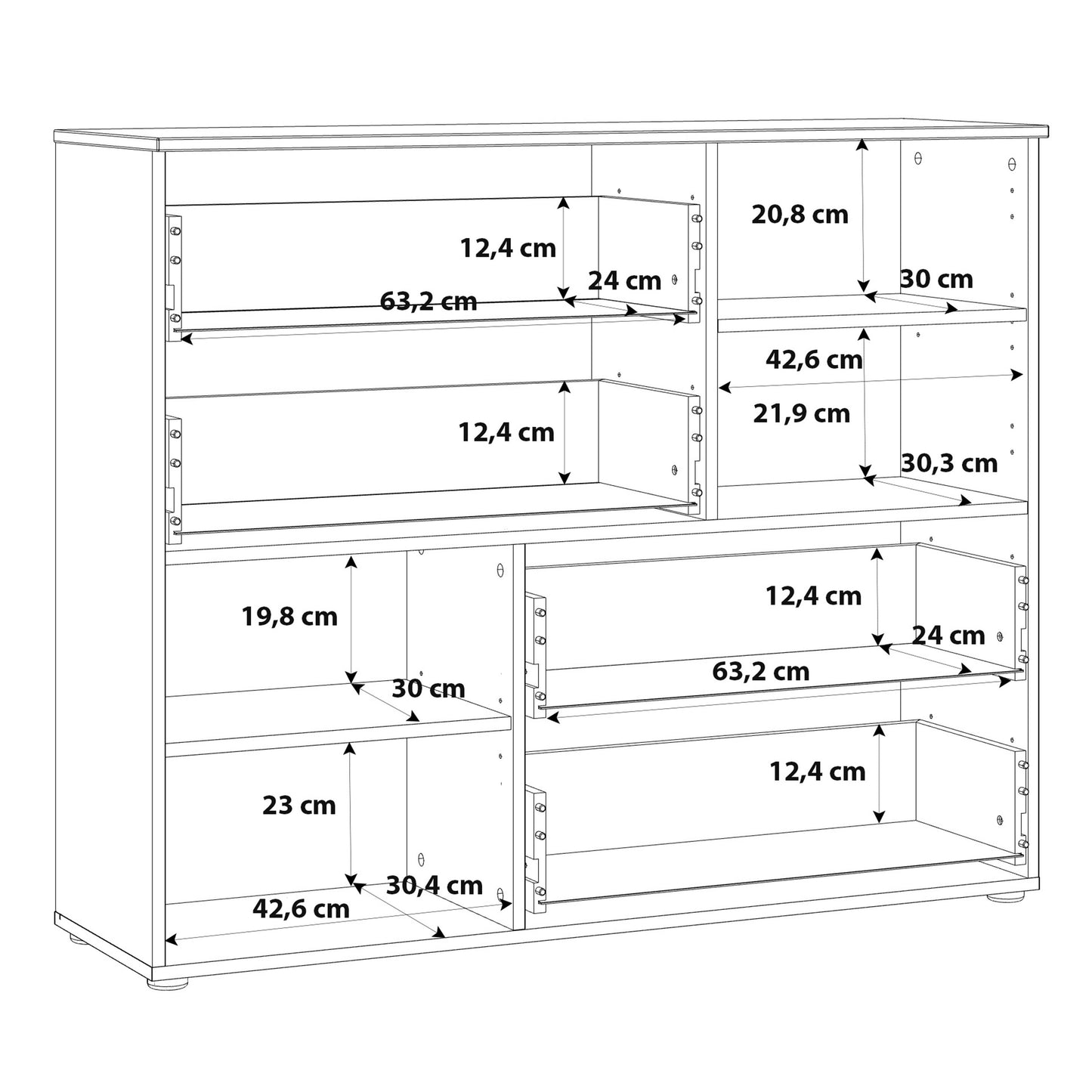 sienna abstract chest of in white/white high gloss