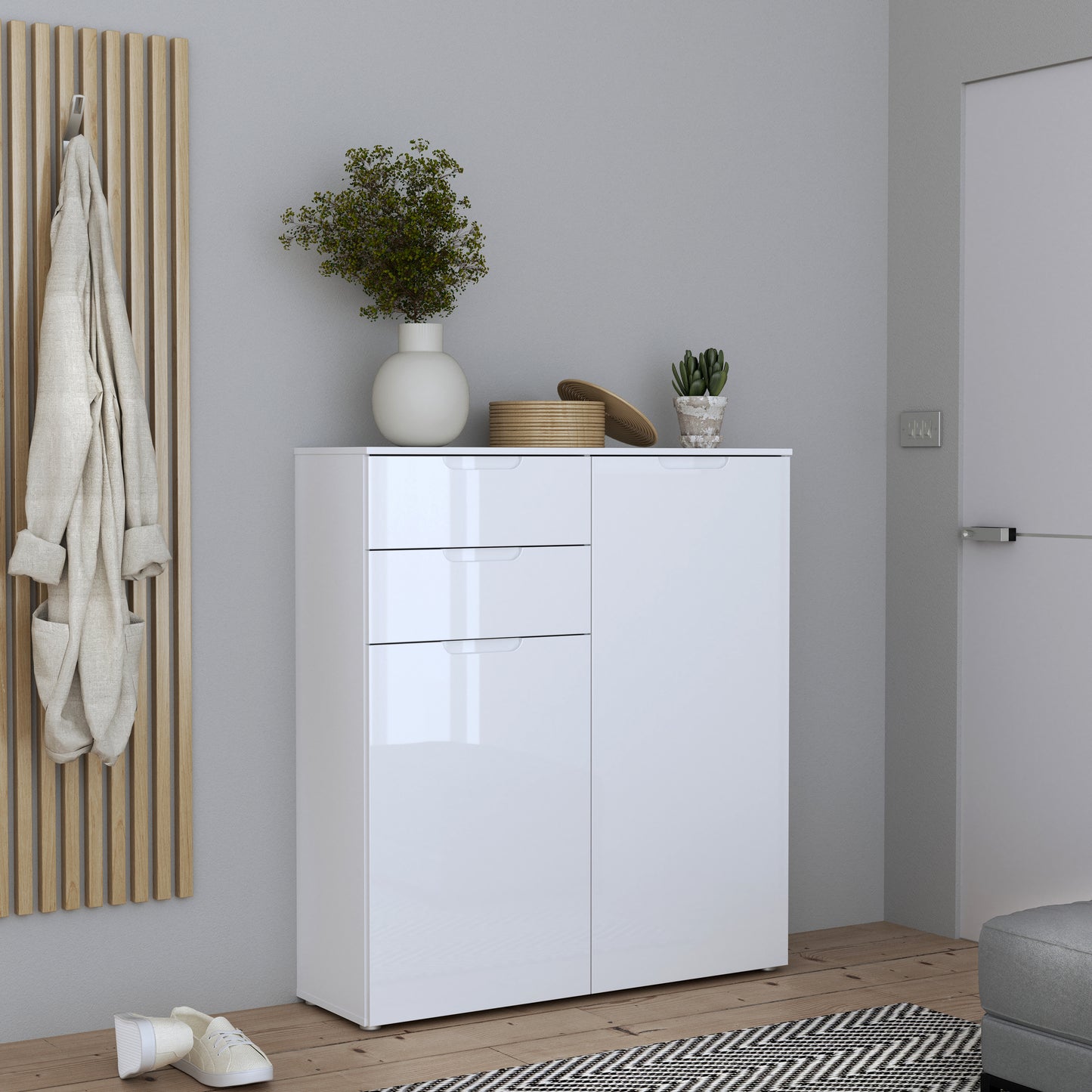 sienna chest of drawers in white/white high gloss