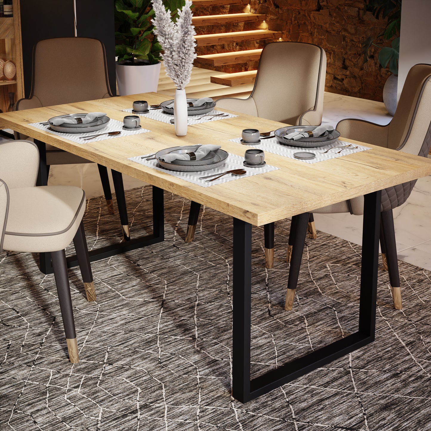 nikomedes dining table in bartex oak