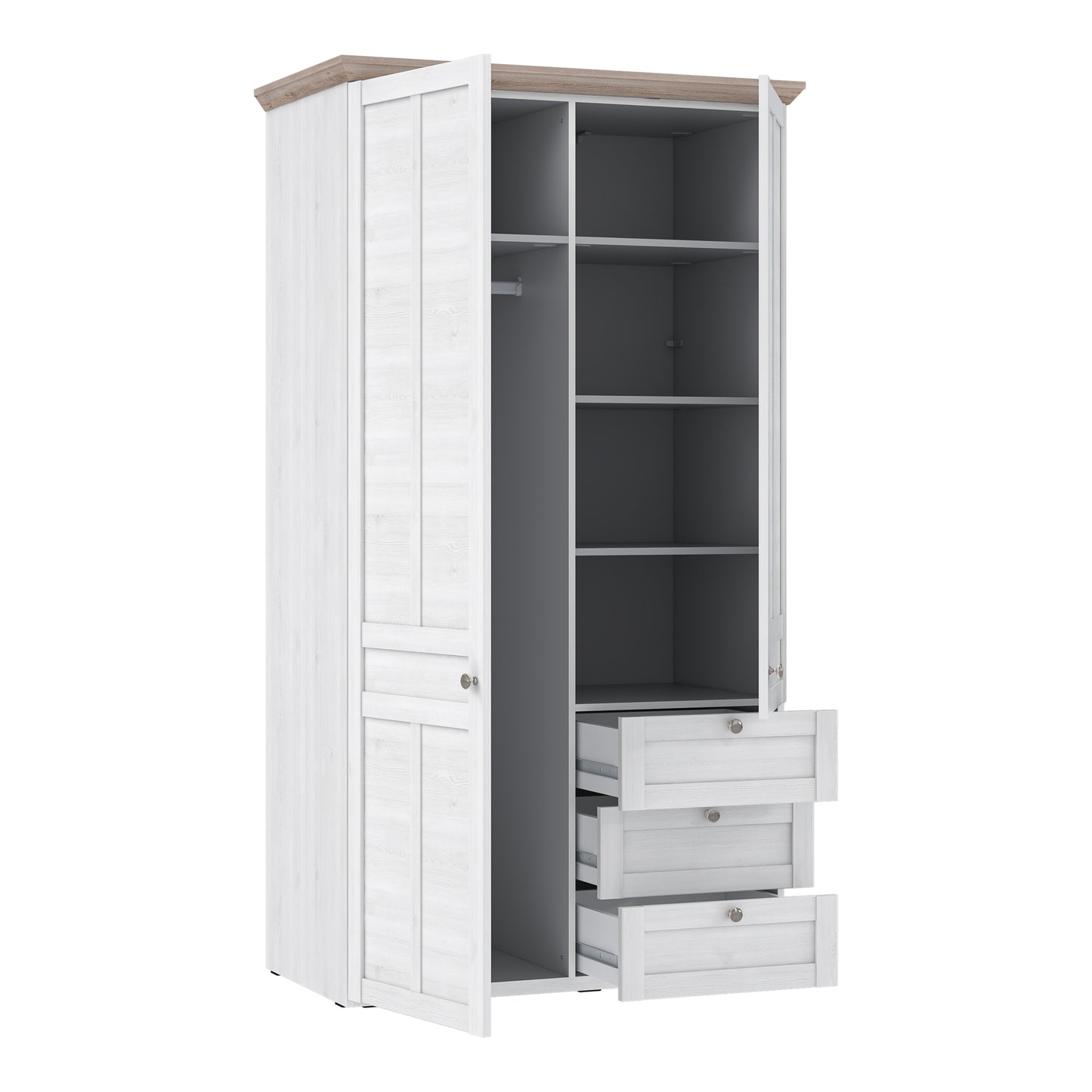 illoppa 2 door wardrobe in snowy oak/oak nelson