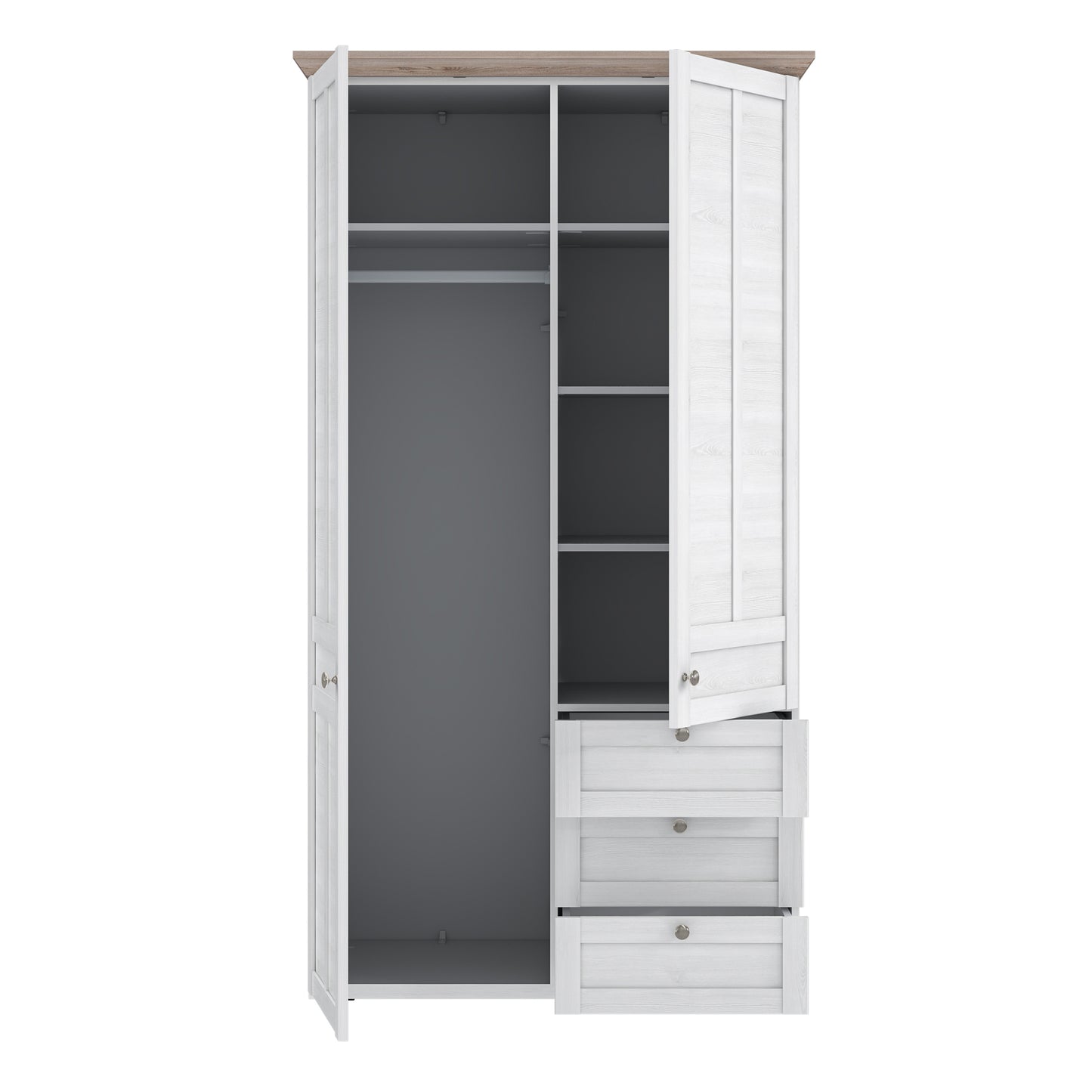 illoppa 2 door wardrobe in snowy oak/oak nelson