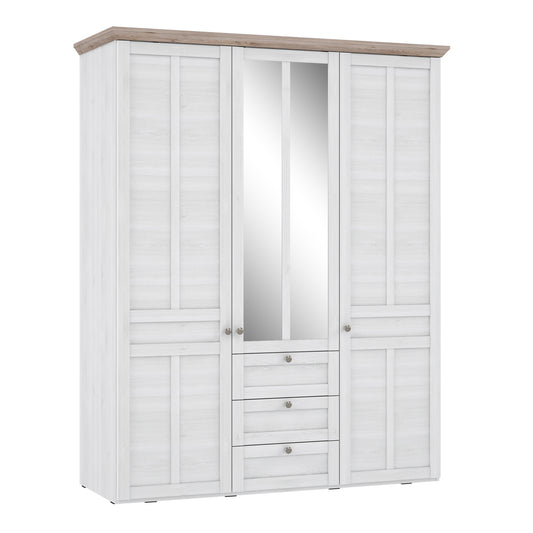 iloppa 3 door wardrobe in snowy oak/oak nelson