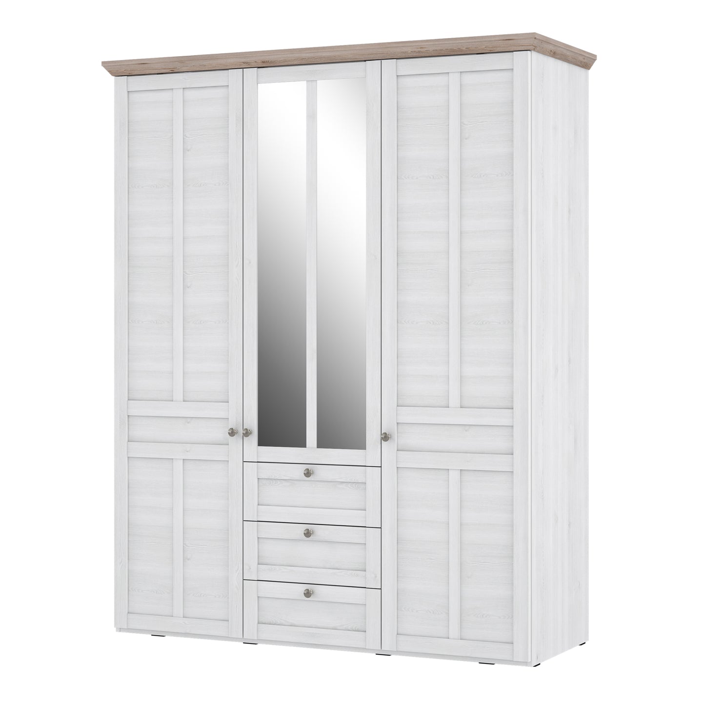 iloppa 3 door wardrobe in snowy oak/oak nelson