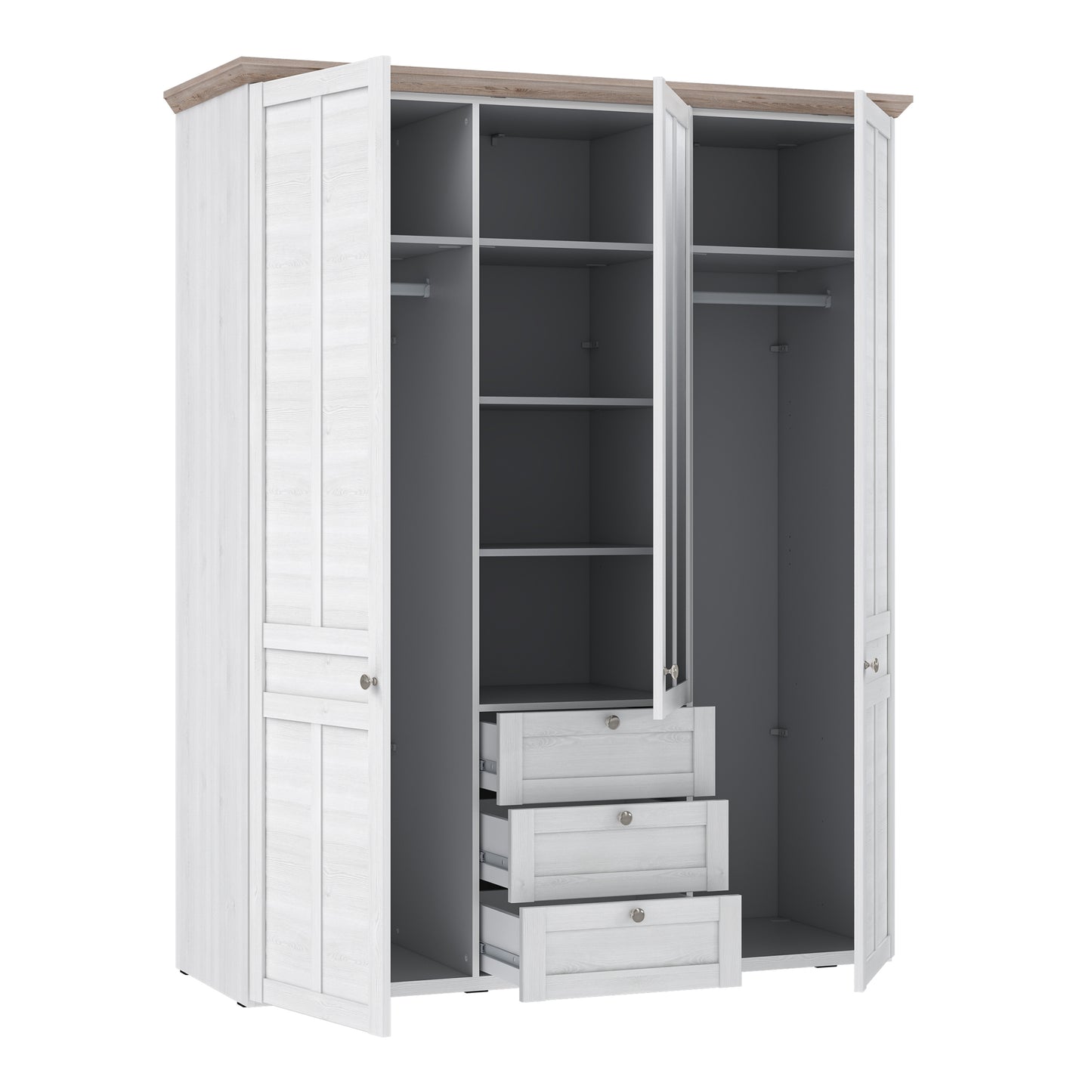 iloppa 3 door wardrobe in snowy oak/oak nelson