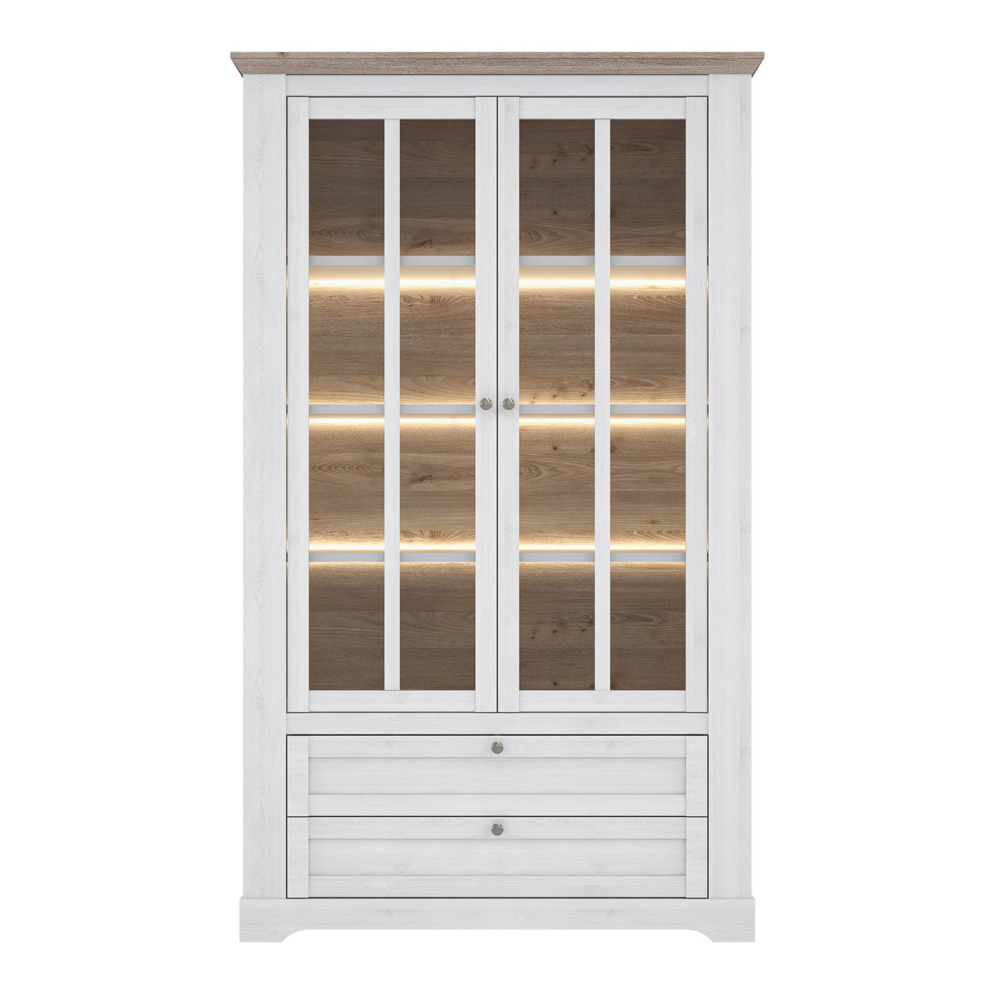 illoppa display cabinet in snowy oak/oak nelson