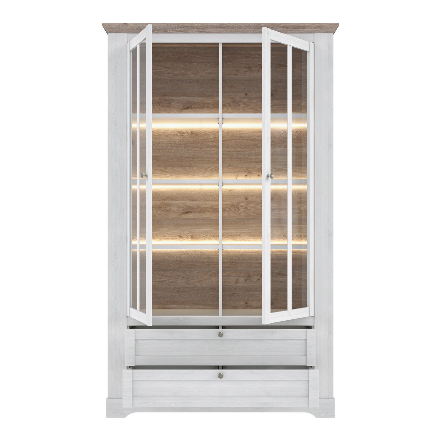 illoppa display cabinet in snowy oak/oak nelson
