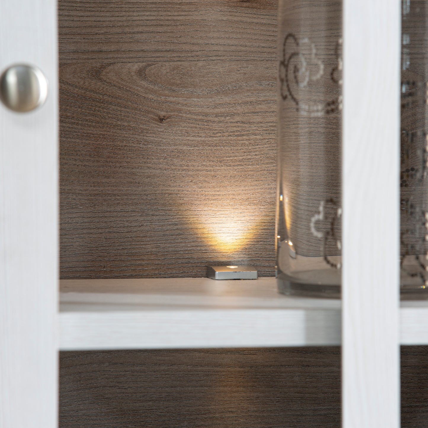 illoppa display cabinet in snowy oak/oak nelson