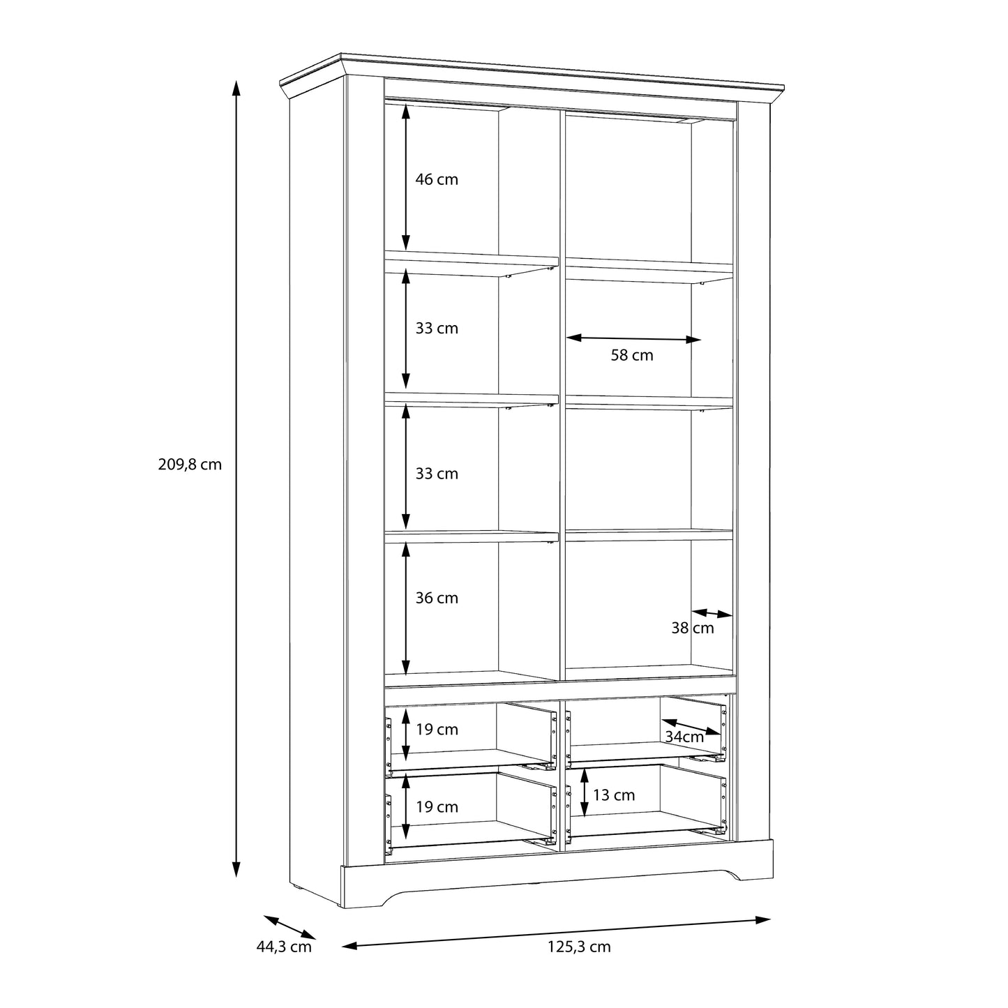 illoppa display cabinet in snowy oak/oak nelson
