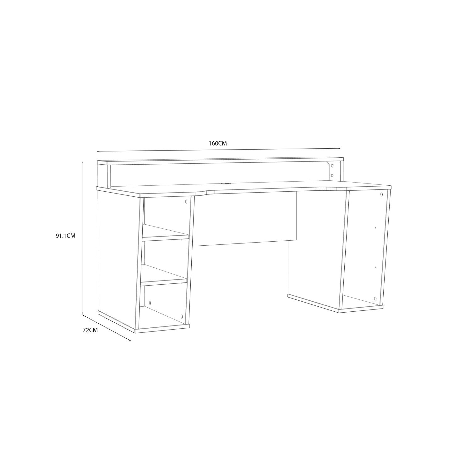 tezaur black gaming desk with white trim and colour changing led