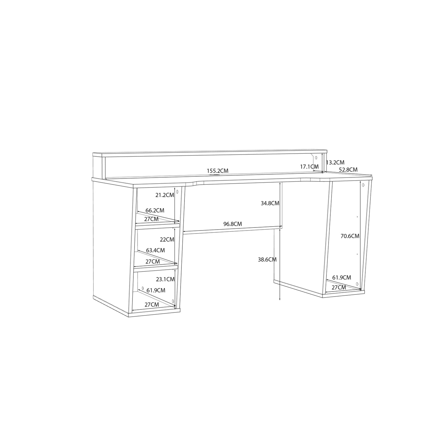 tezaur black gaming desk with white trim and colour changing led