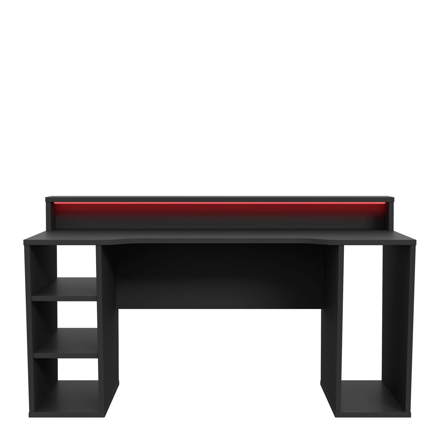 tezaur black gaming desk 2 shelves with colour changing led