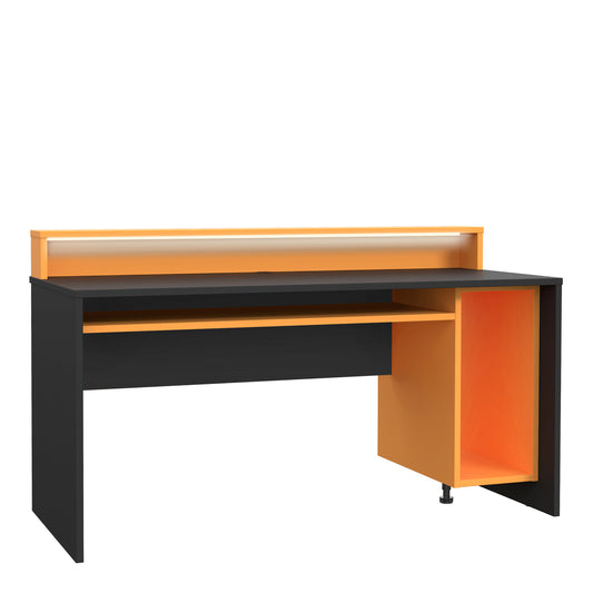 tezaur black/orange gaming desk with colour changing led