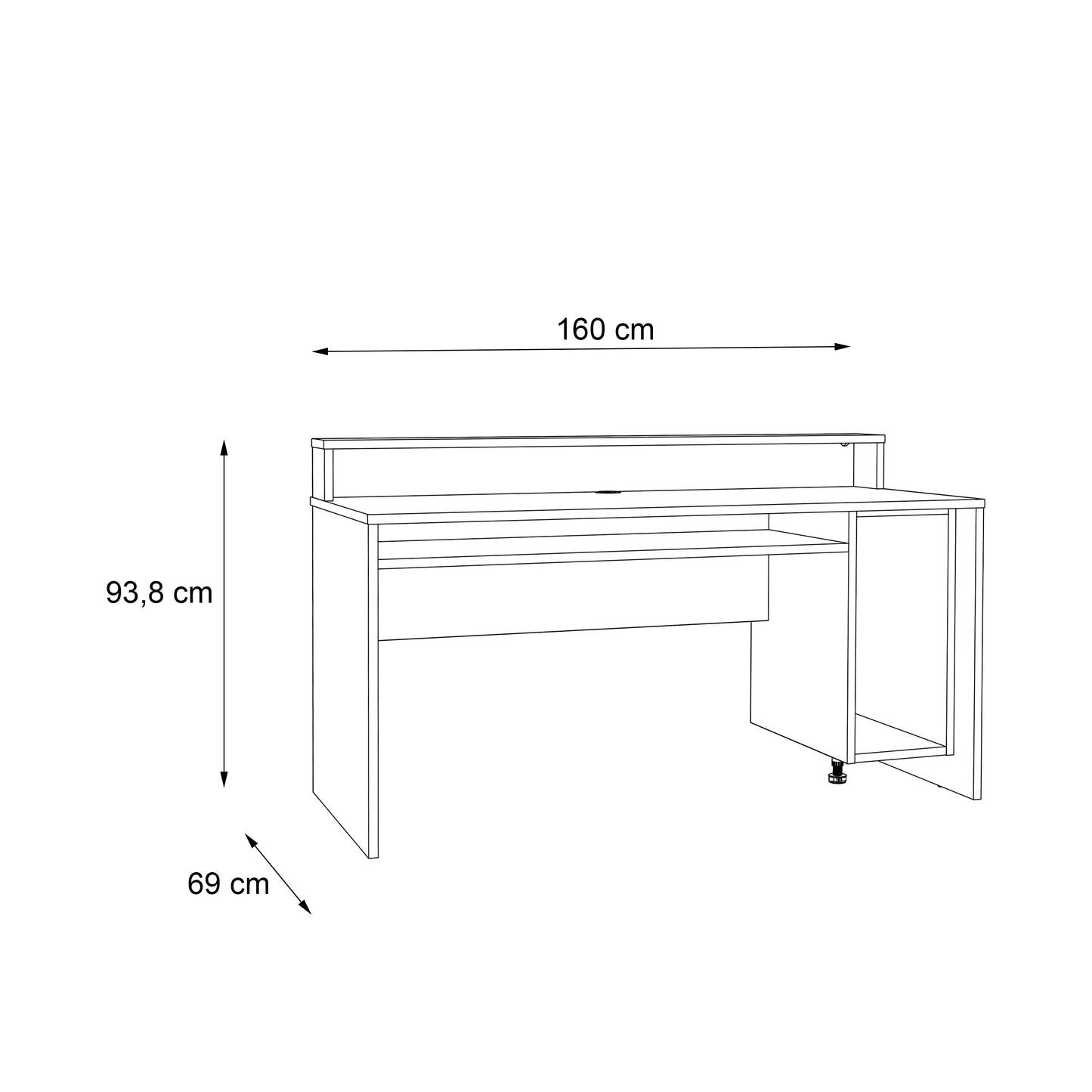 tezaur black/orange gaming desk with colour changing led