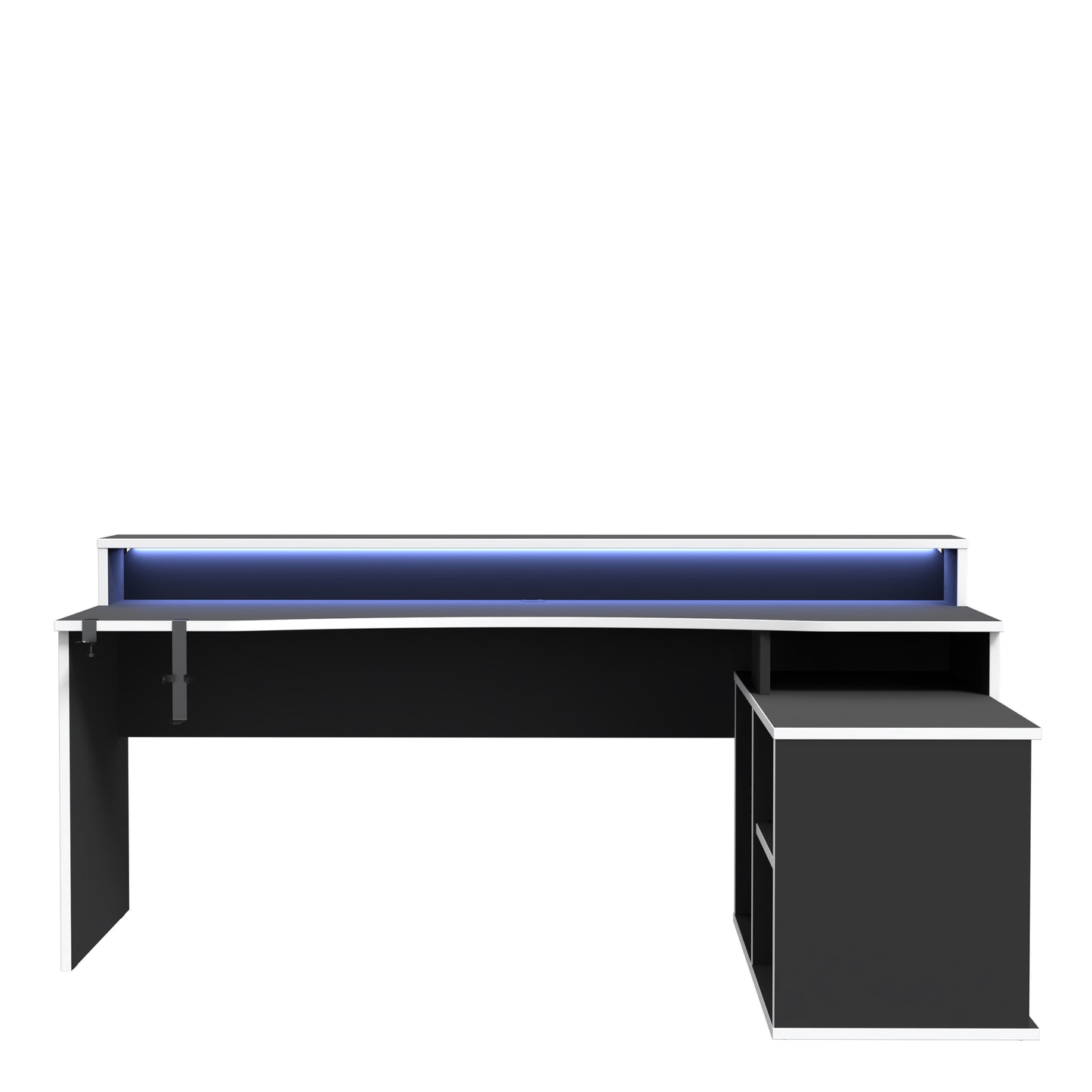 tezaur black storage gaming desk 3 shelves with colour changing led