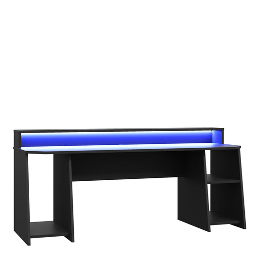 tezaur wide black gaming desk with colour changing led