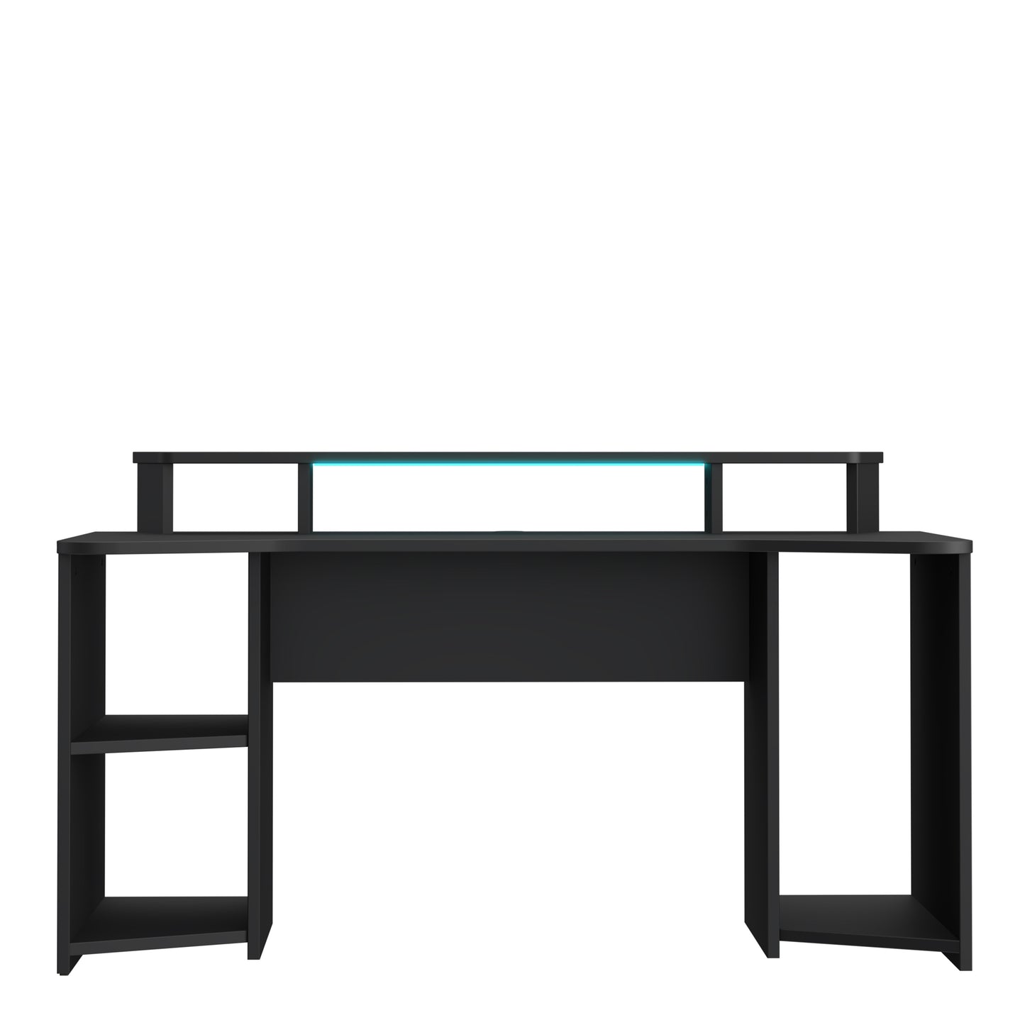 tezaur curved black gaming desk with colour changing led