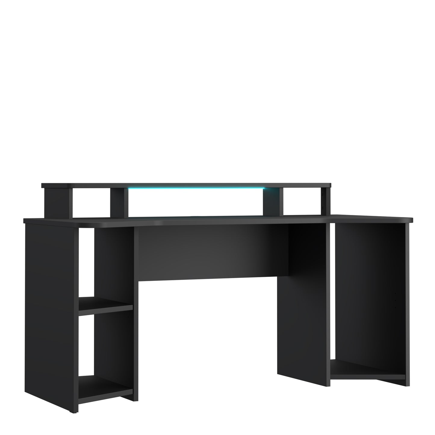 tezaur curved black gaming desk with colour changing led