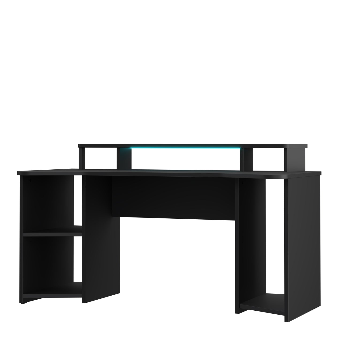 tezaur curved black gaming desk with colour changing led