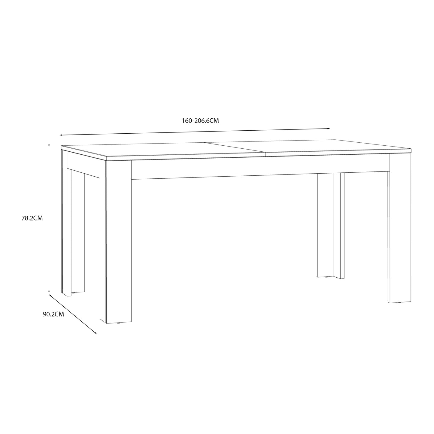 bohol extending dining table 160-207cm in riviera oak/navy