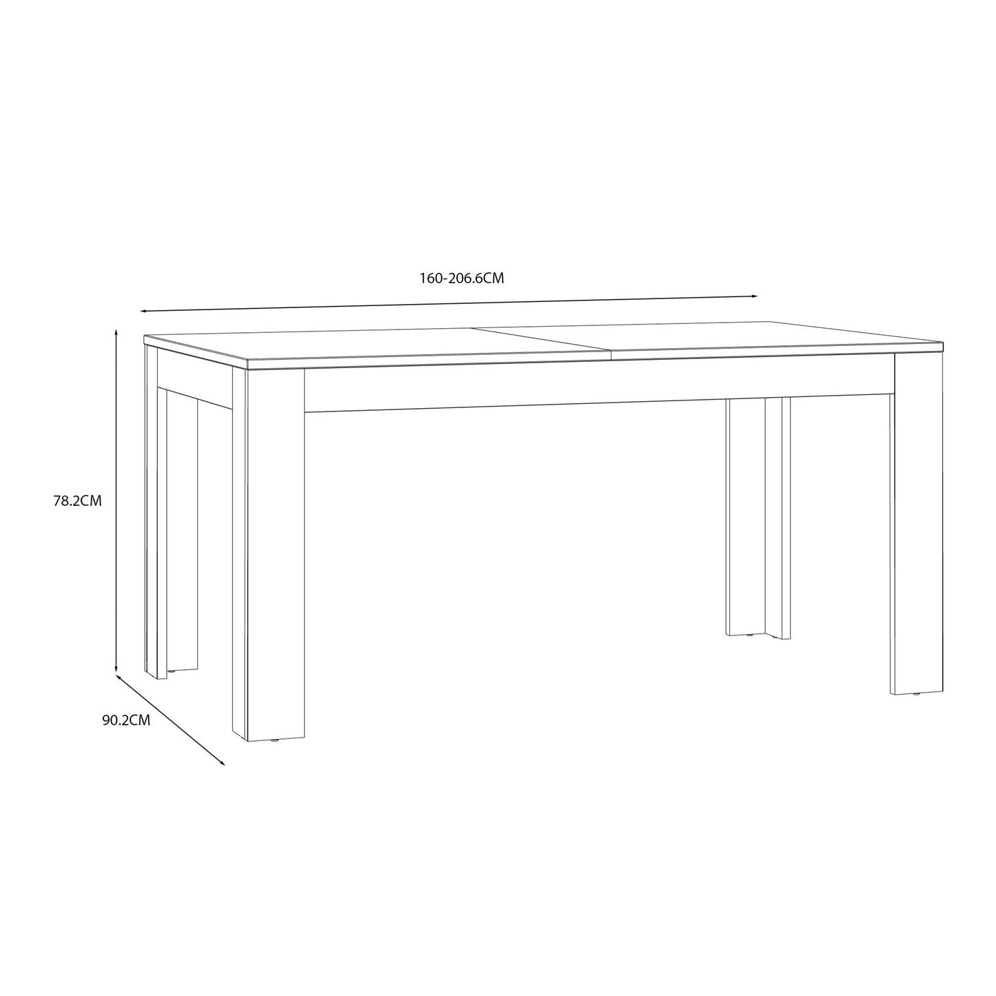bohol extending dining table 160-207cm in riviera oak/grey oak