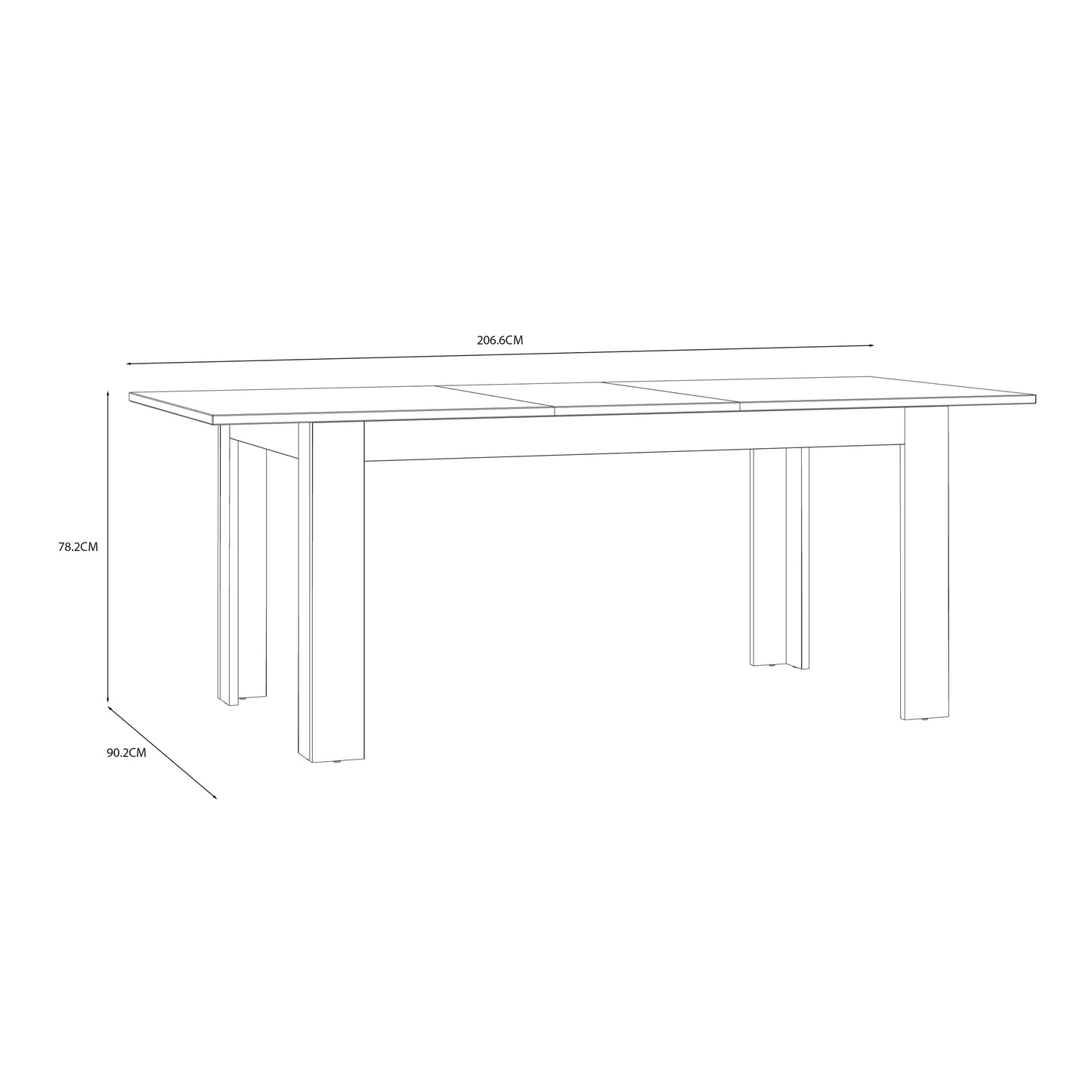 bohol extending dining table 160-207cm in riviera oak/grey oak
