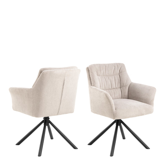 alonso swivel cream dining chair with armrest set of 2