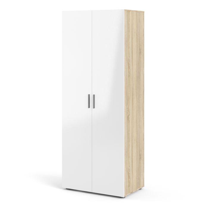 Pepe Wardrobe with 2 Doors in Oak with White High Gloss