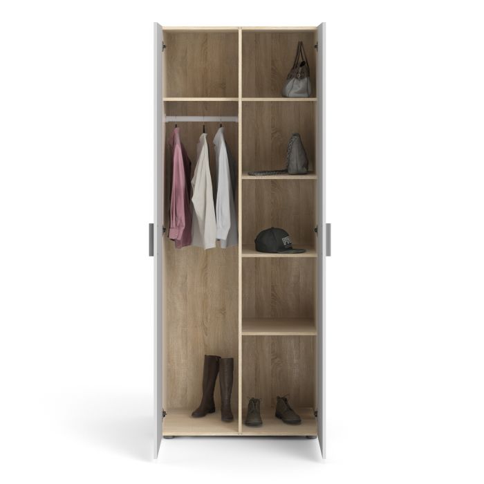Pepe Wardrobe with 2 Doors in Oak with White High Gloss